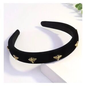 BLACK VELVET AND BEE HEADBAND